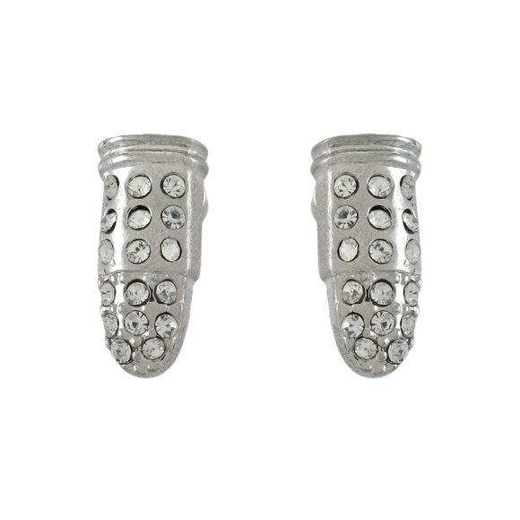 Beautiful Chrome Bullet Rhinestone Stud Earrings - Picture 1 of 3